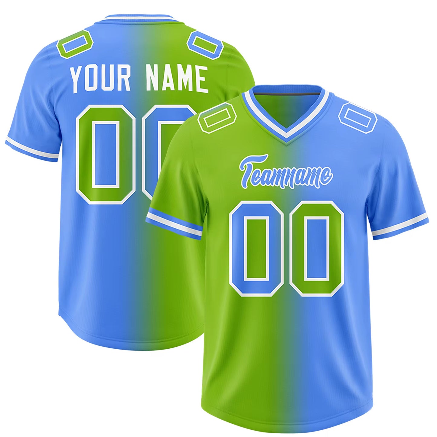Neon Green and Powder Blue Soccer Team Jersey