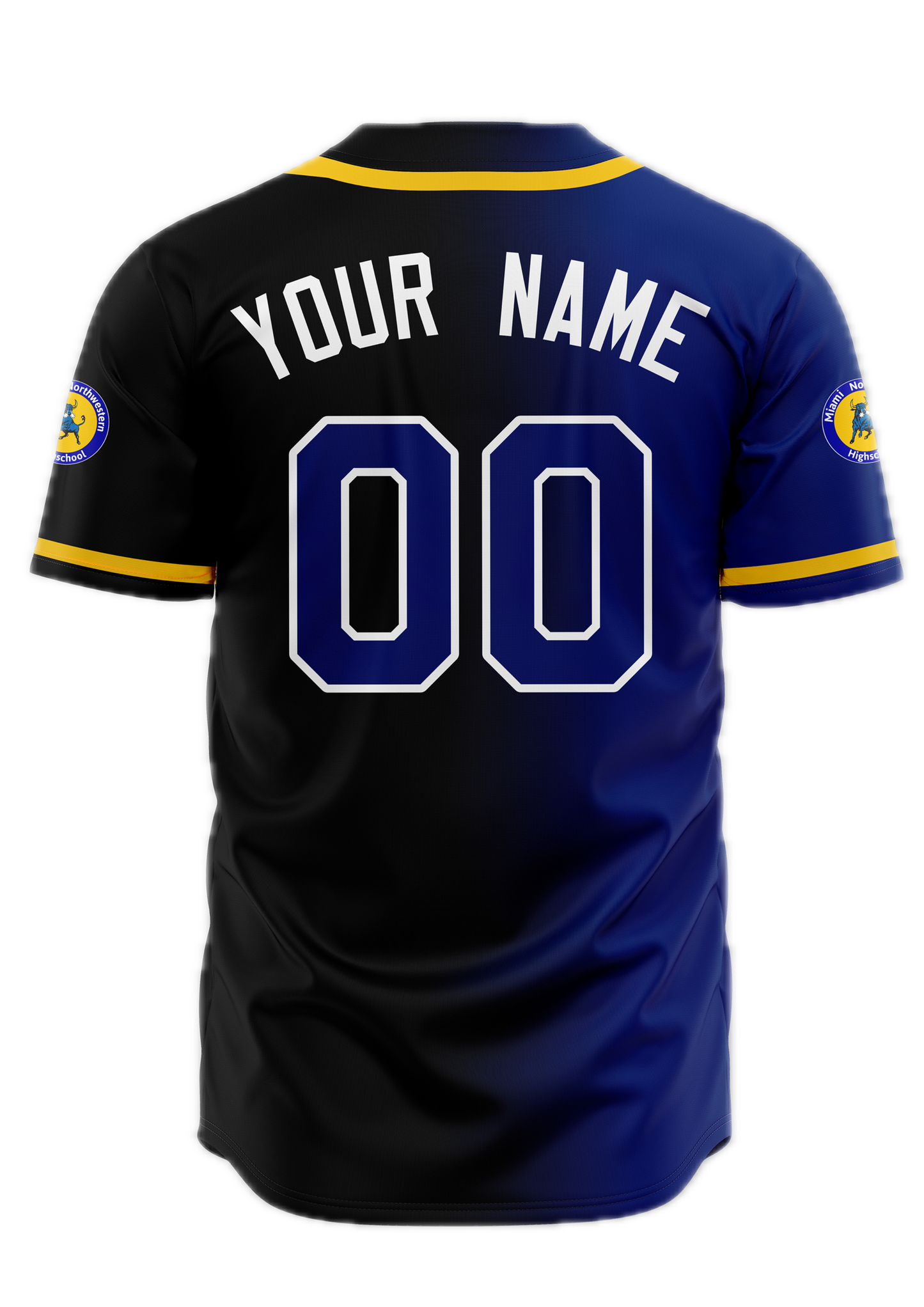 Miami Northwestern Bulls Split-Color Button-Up Baseball Jersey (Stitched)