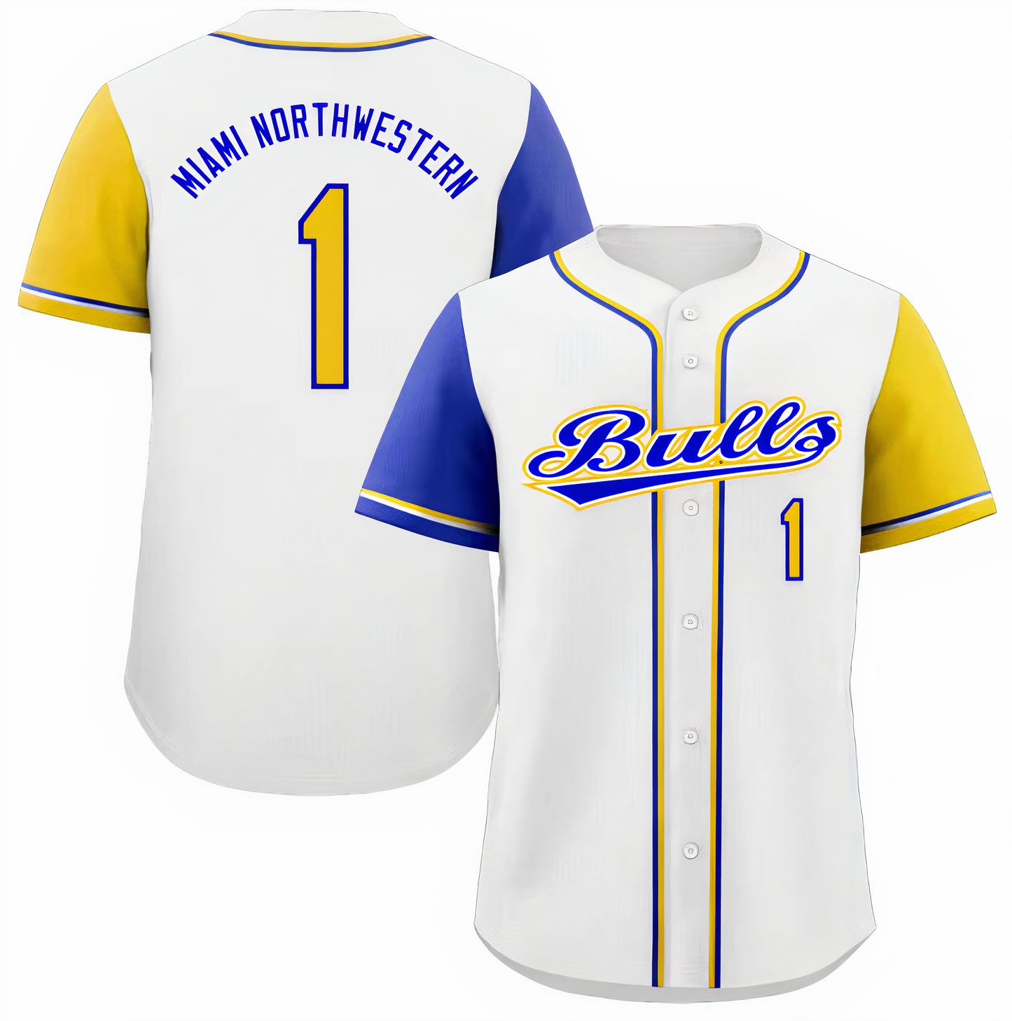 Miami Northwestern Bulls Split-Color Button-Up Baseball Jersey