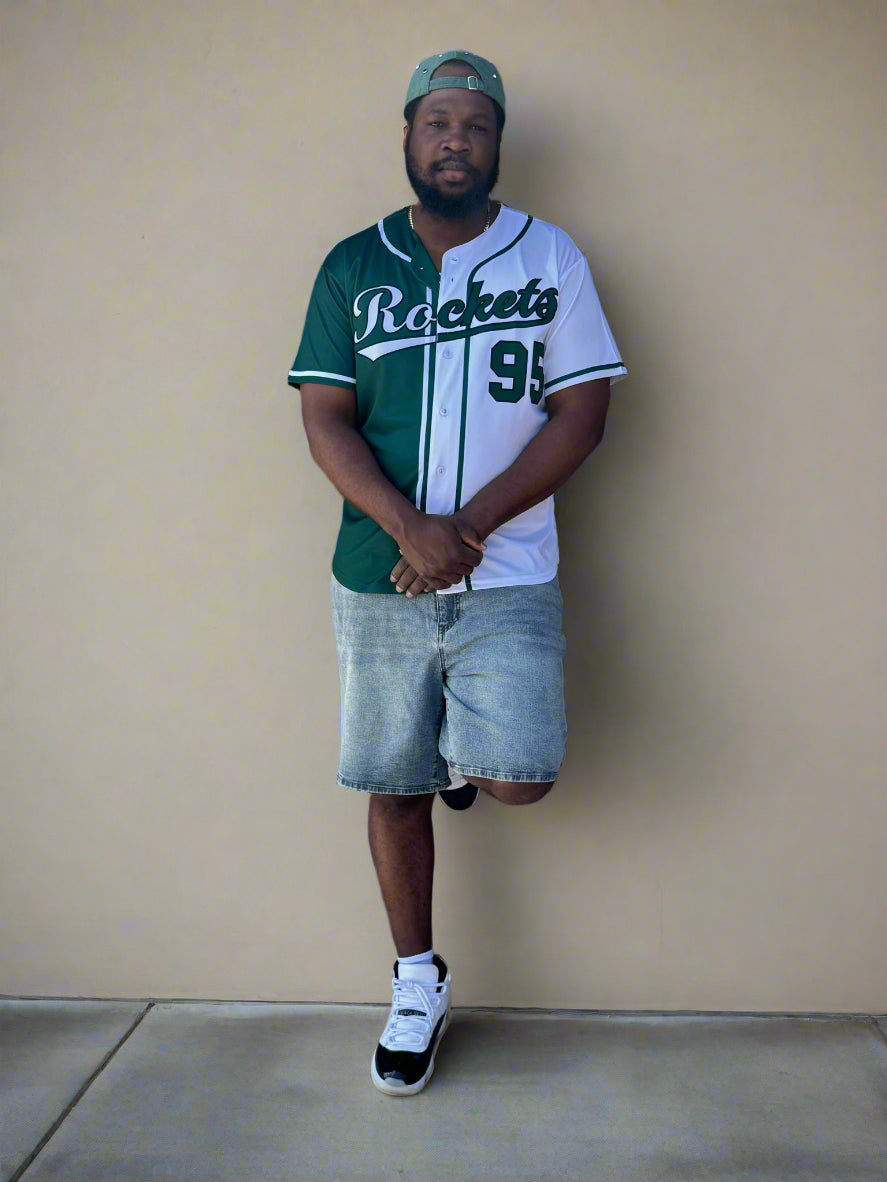 Miami Central Rockets Split-Color Button-Up Baseball Jersey