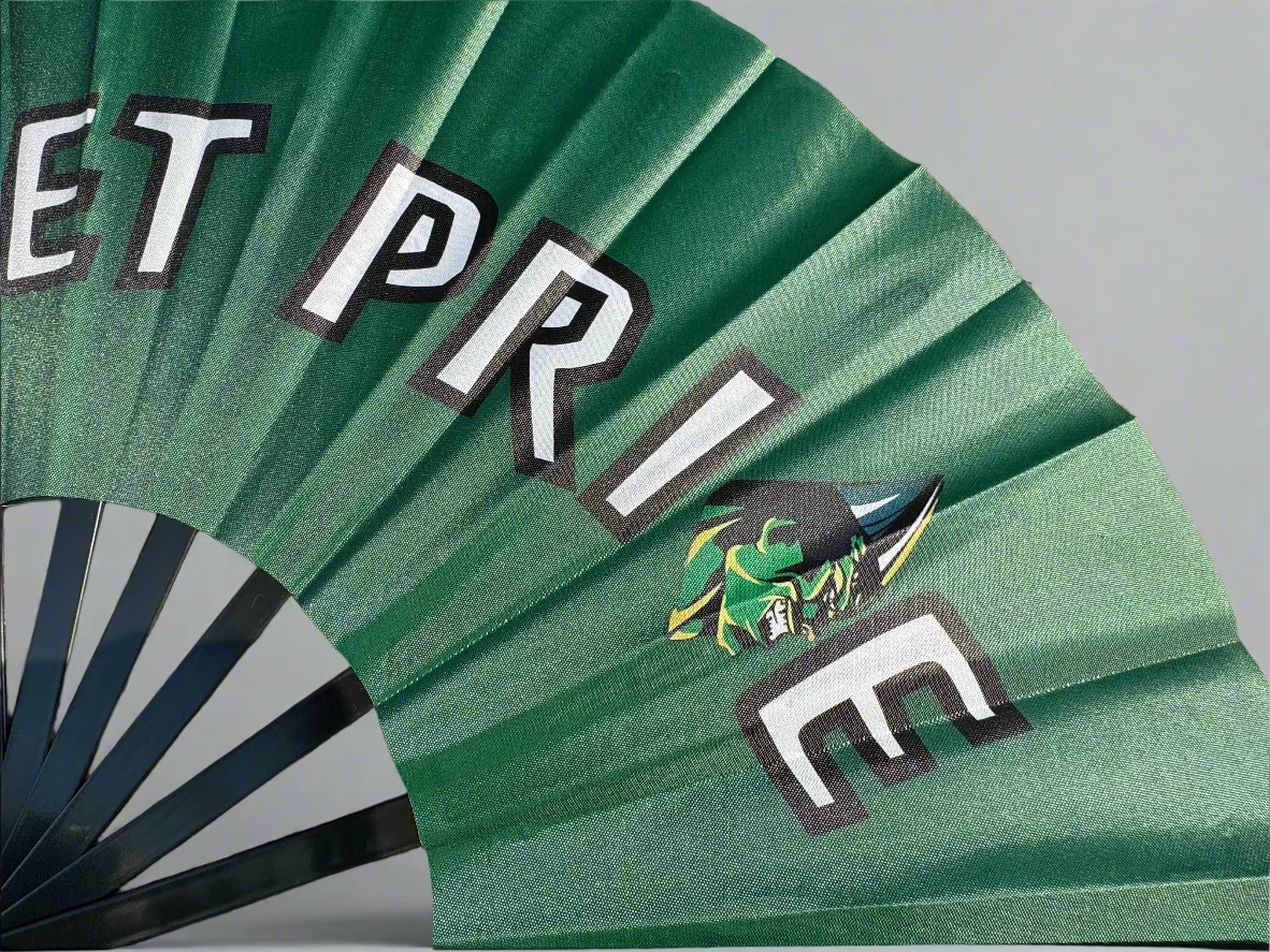 “Rocket Pride” Spirit Fan – Double-Sided Green & Black