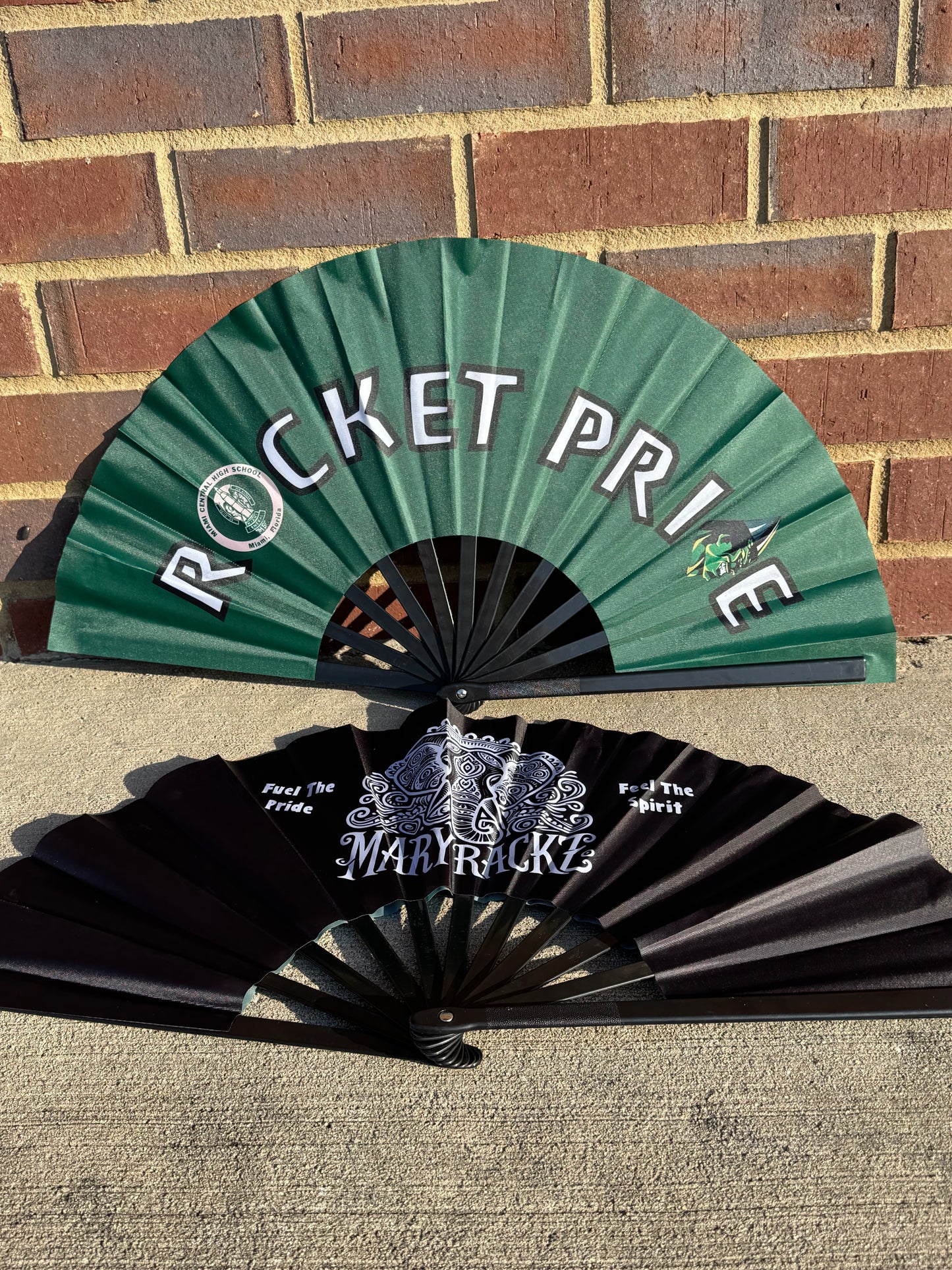 “Rocket Pride” Spirit Fan – Double-Sided Green & Black
