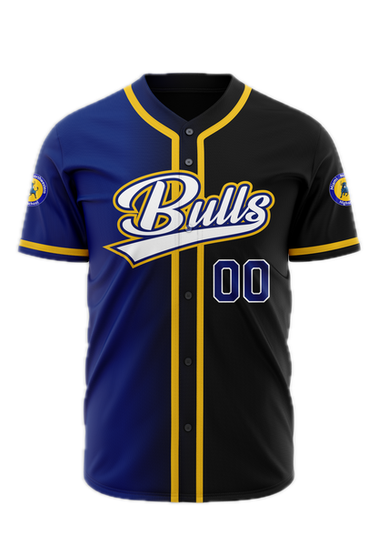 Miami Northwestern Bulls Split-Color Button-Up Baseball Jersey (Stitched)